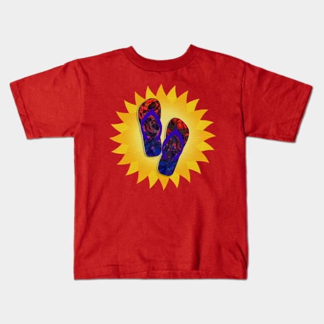 Summer Sunshine and Blue Flip-Flops Kids T-Shirt by Gravityx9